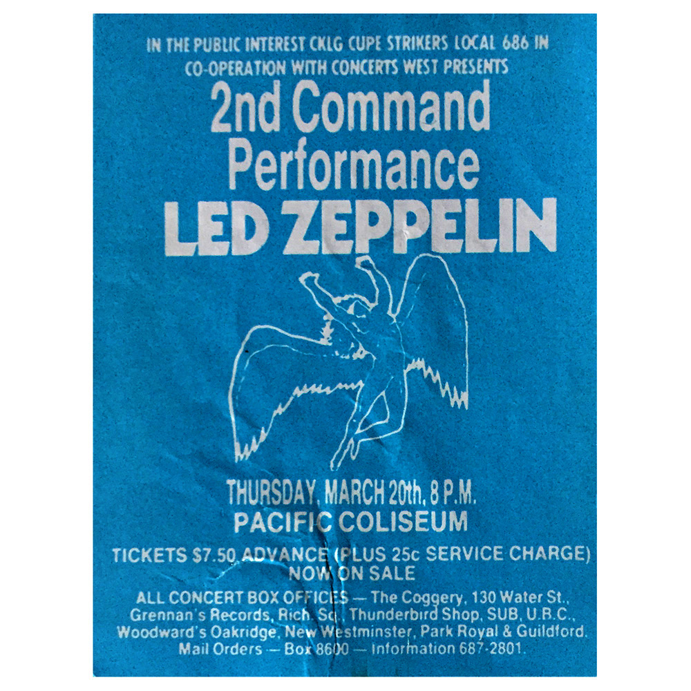 Concert Advertisement <br>1975.03.20 <br>Vancouver, CA (Handbill)