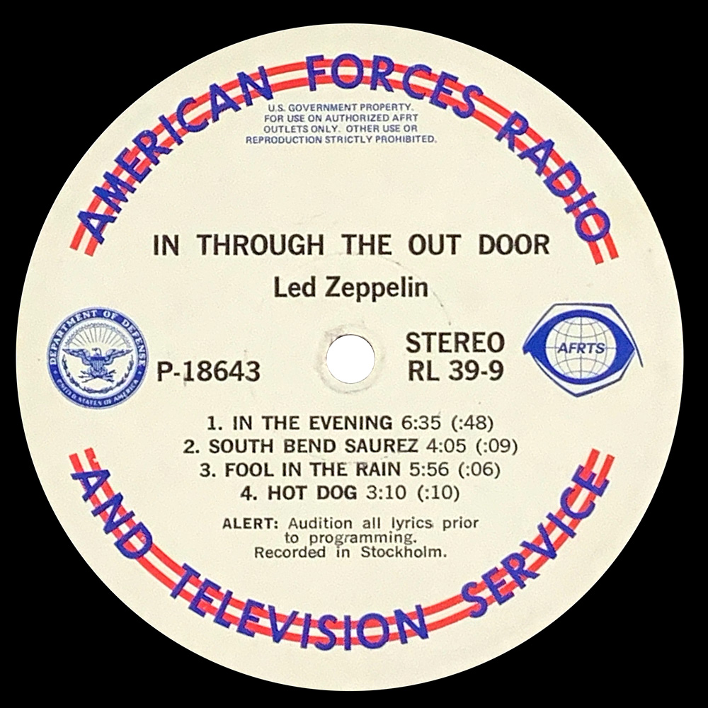 LP <br>In Through the Out Door <br>USA (RL39-9) Promo