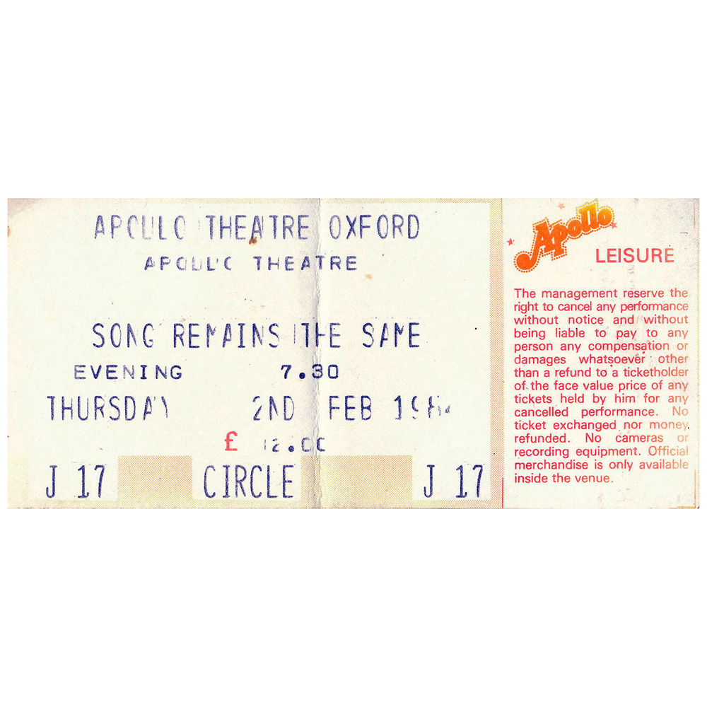 TSRTS (1984) <br>Ticket, Oxford (UK)