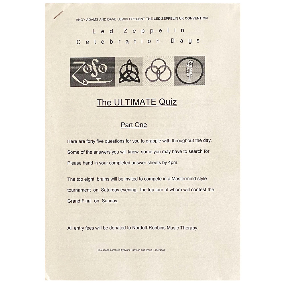 Convention <br>Celebration Day, Quiz (1992)