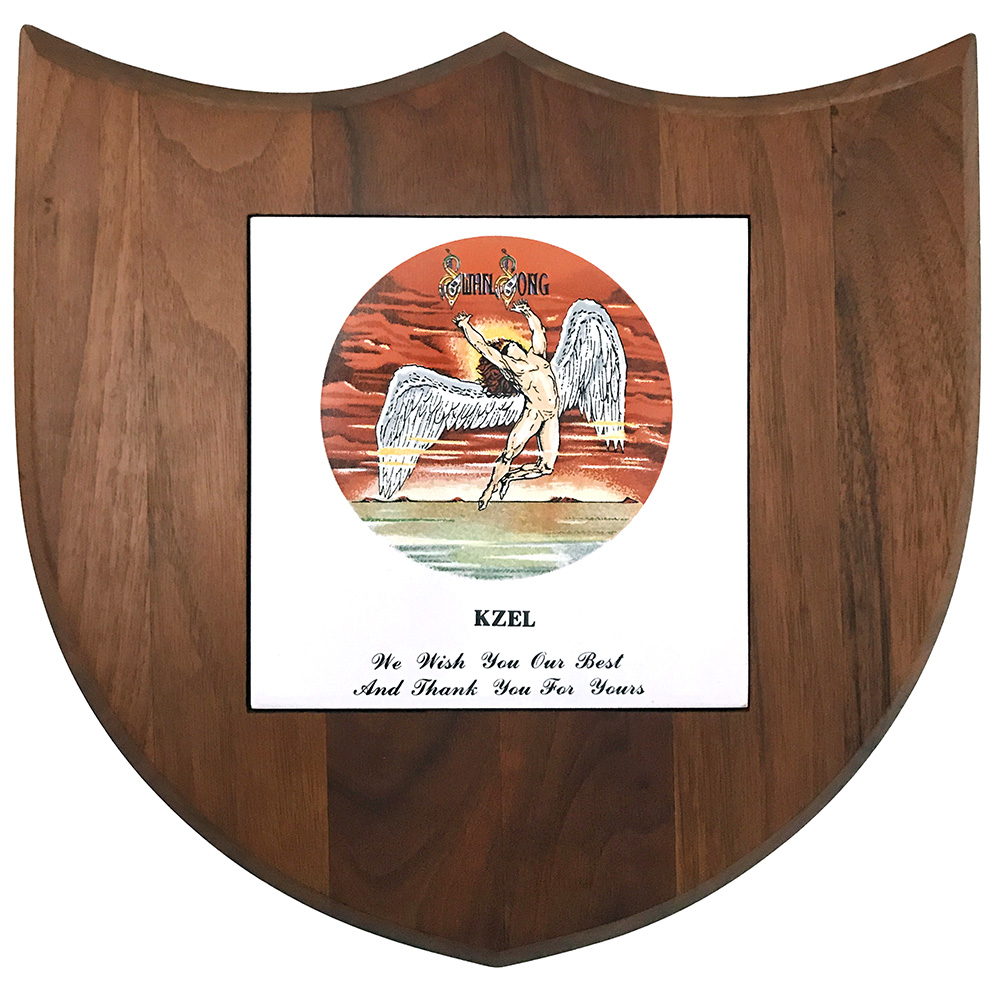 Swan Song (1974) <br>Radio Station Plaque, KZEL (USA)