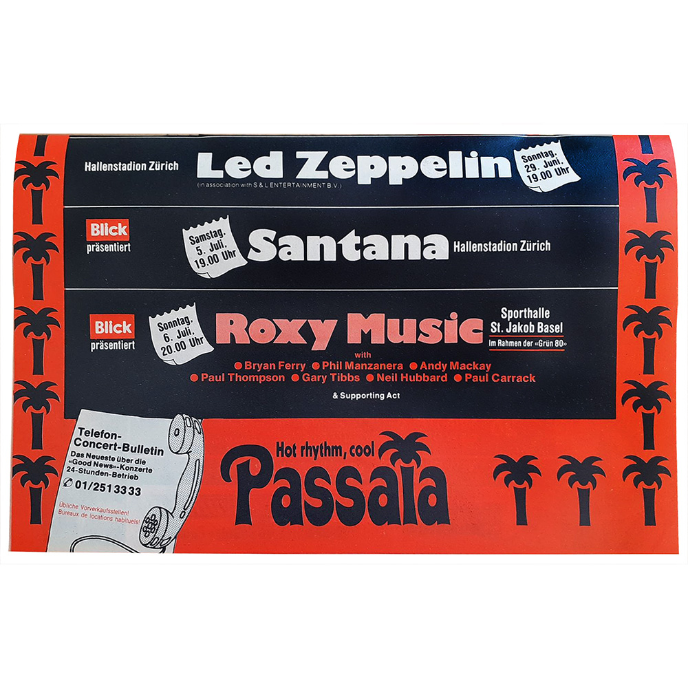 Concert Advertisement <br>1980.06.29 <br>Zurich, CH (Ad)