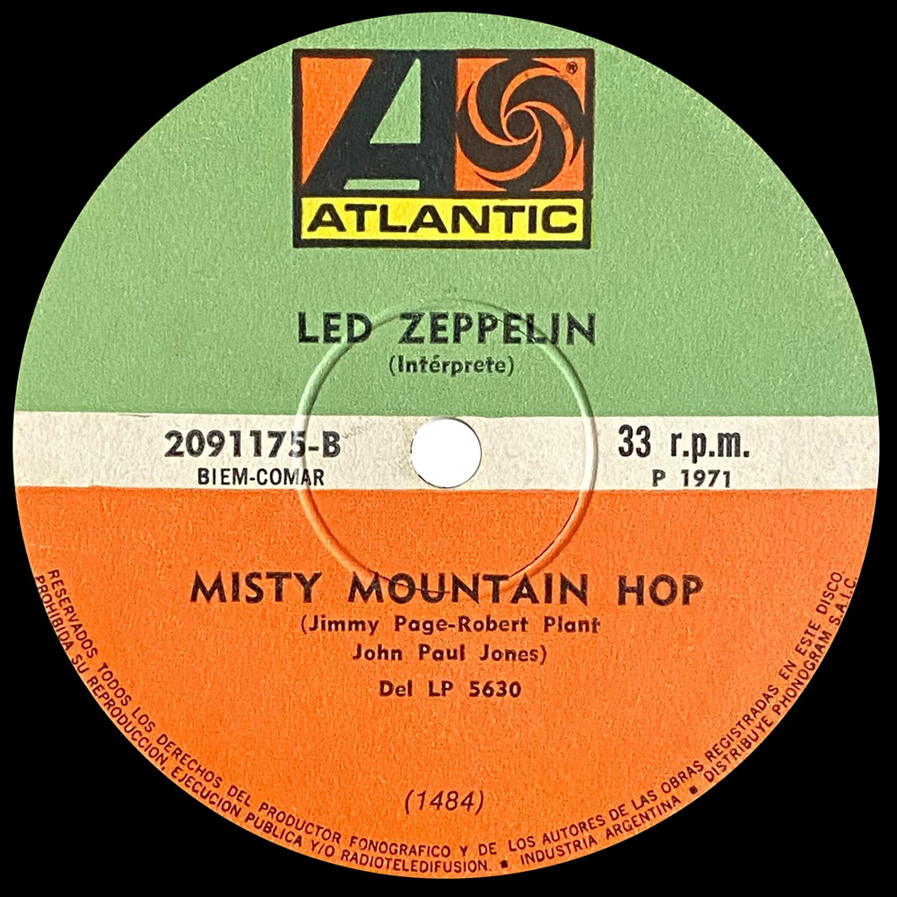 Single <br>Argentina (ATL2091175) <br>Black Dog / Misty Mountain Hop - Image 2
