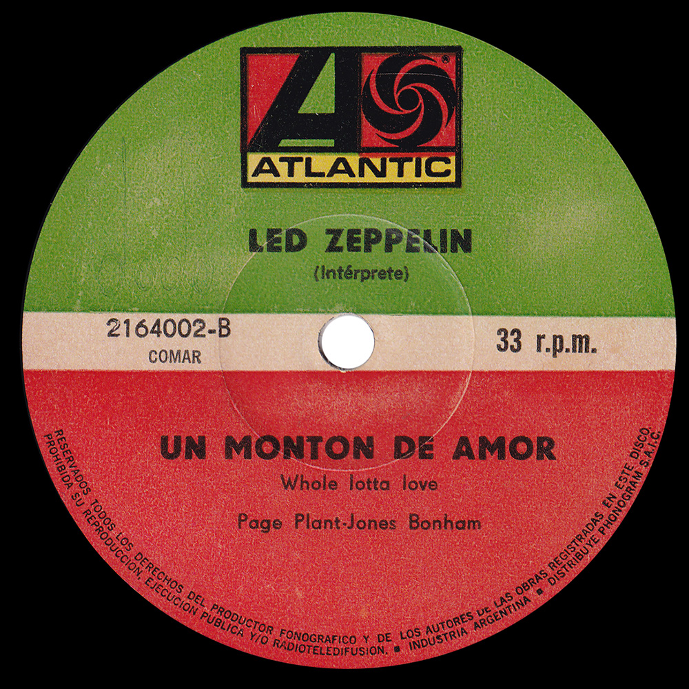 Single <br>Argentina (2164002) <br>Living Loving Maid  /  Whole Lotta Love (#2)