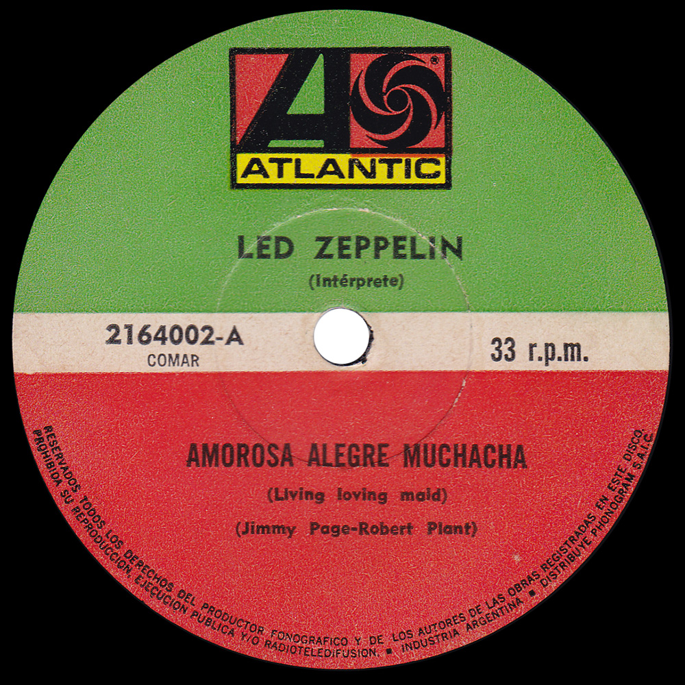 Single <br>Argentina (2164002) <br>Living Loving Maid  /  Whole Lotta Love (#3)