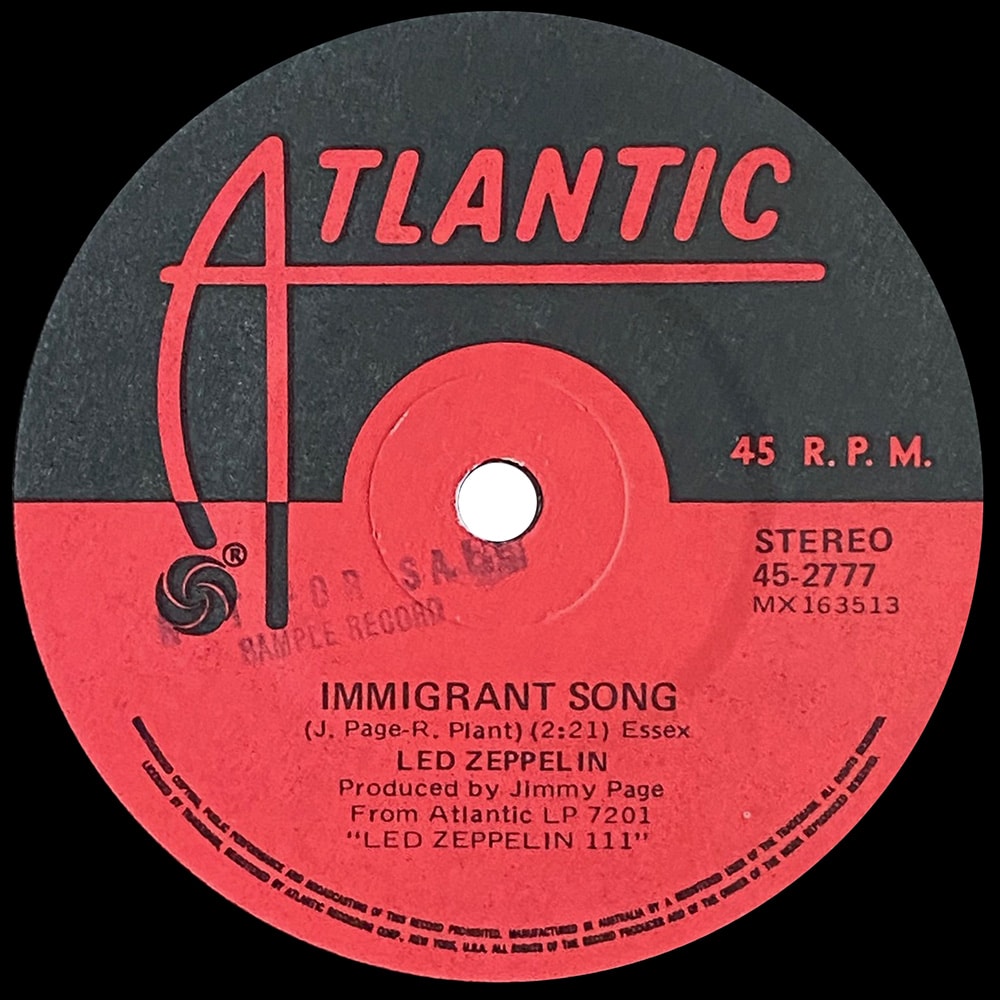 Single <br>Australia (45-2777) <br>Immigrant Song / Hey, Hey, What Can I Do (Promo) - Image 2