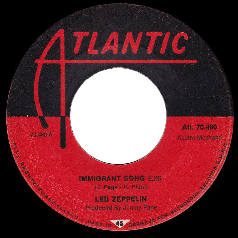 Single <br>Austria (ATL. 70.460) <br>Immigrant Song / Hey, Hey, What Can I Do (#1) - Image 3