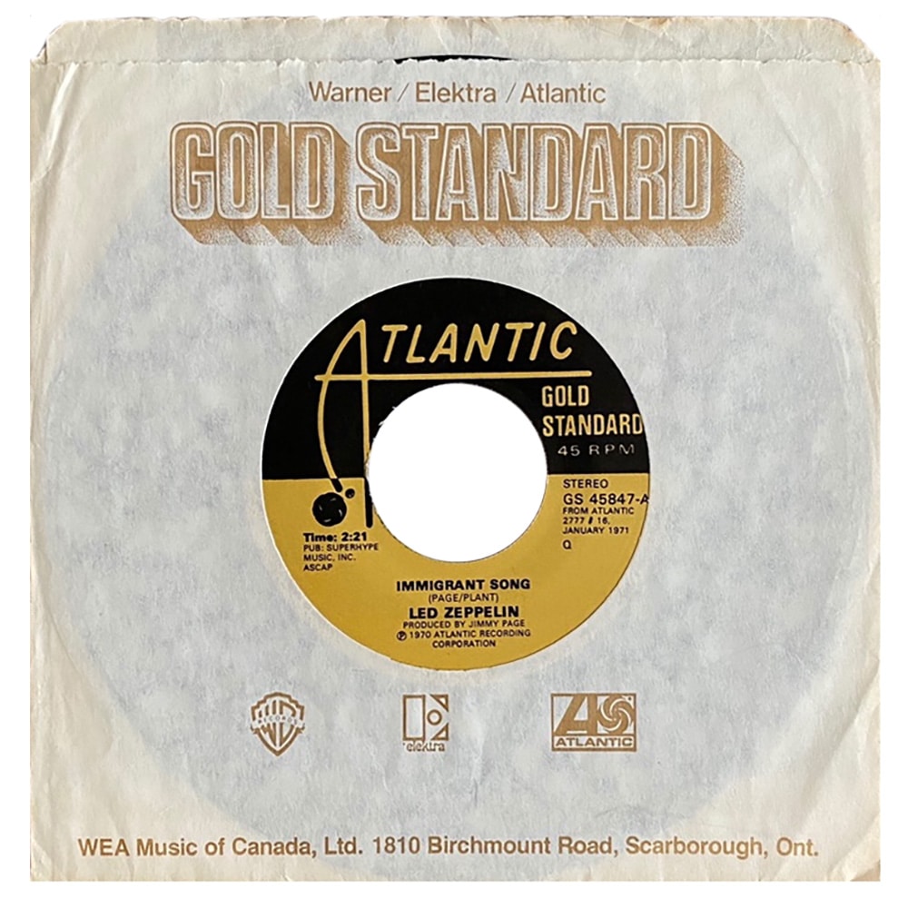 Single <br>Canada (GS 45847) <br>Immigrant Song / Hey, Hey What Can I Do (#2)
