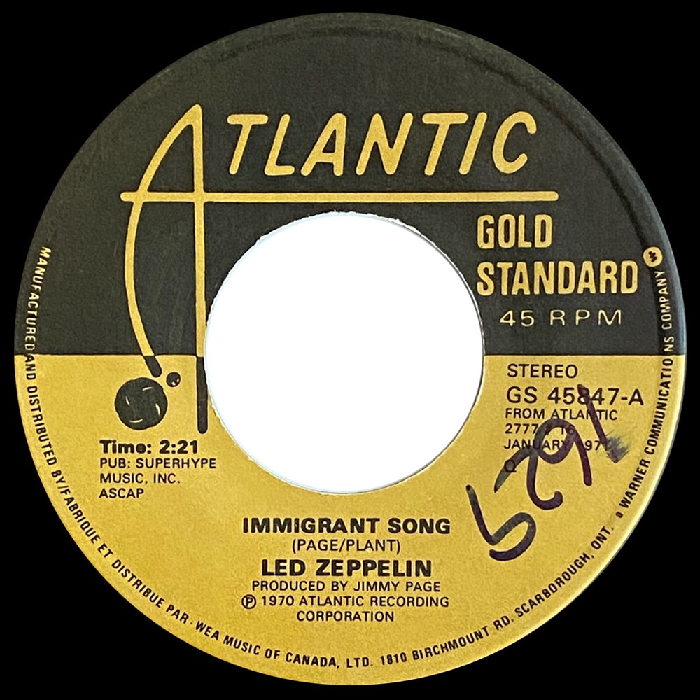 Single <br>Canada (GS 45847) <br>Immigrant Song / Hey, Hey What Can I Do (#4) - Image 2