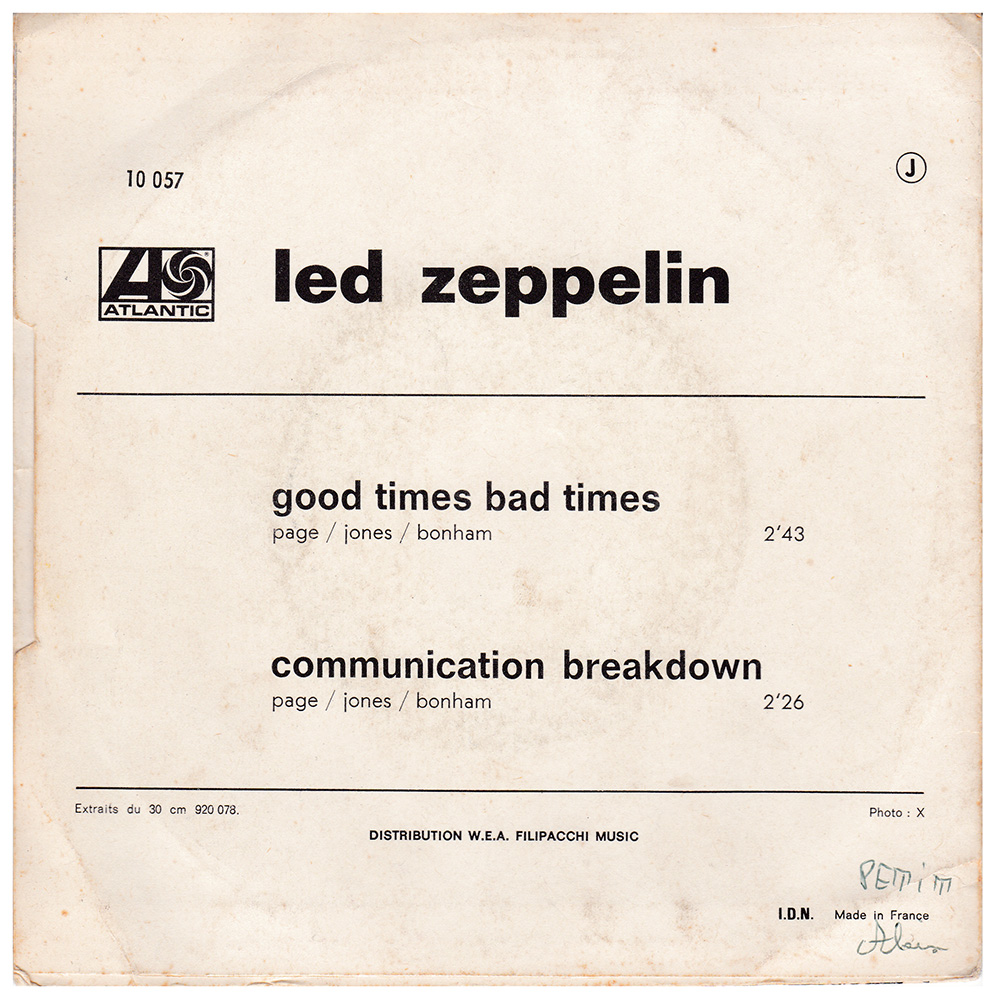 Single <br>France (10057) <br>Good Times Bad Times / Communication Breakdown (#3) - Image 2