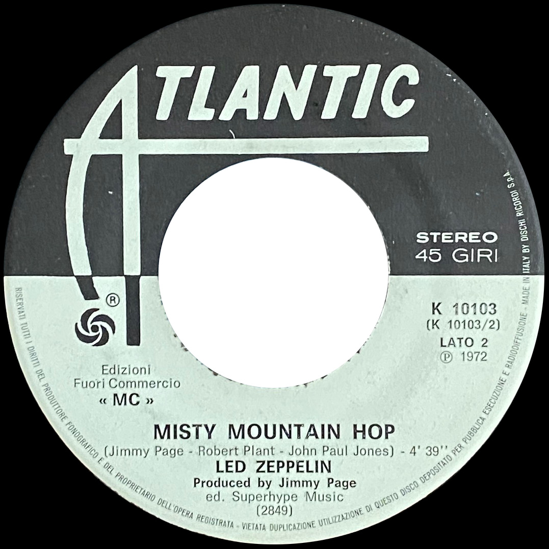 Single <br>Italy (K 10103) <br>Black Dog / Misty Mountain Hop (Promo #2) - Image 3