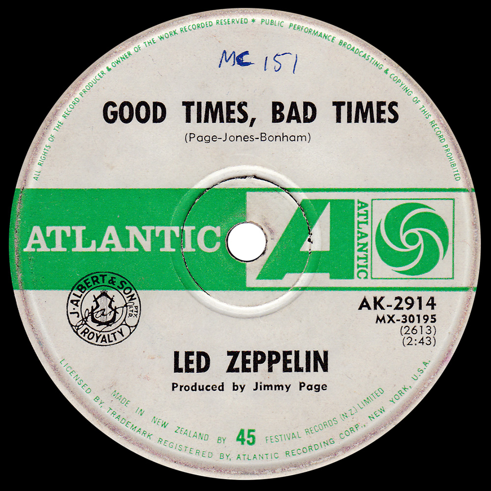 Single <br>New Zealand (AK-2914) <br>Good Times Bad Times / Communication Breakdown (#2)