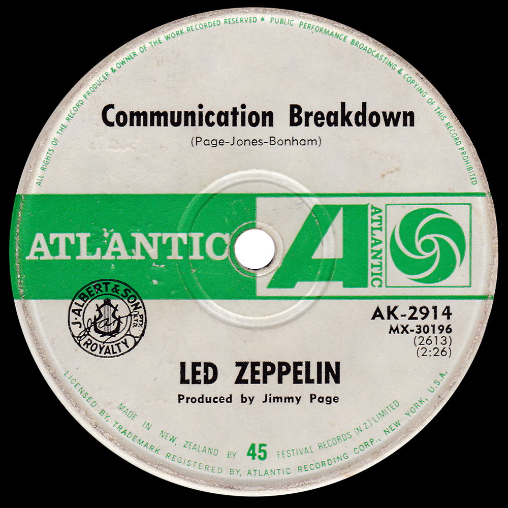 Single <br>New Zealand (AK-2914) <br>Good Times Bad Times / Communication Breakdown (#2) - Image 2