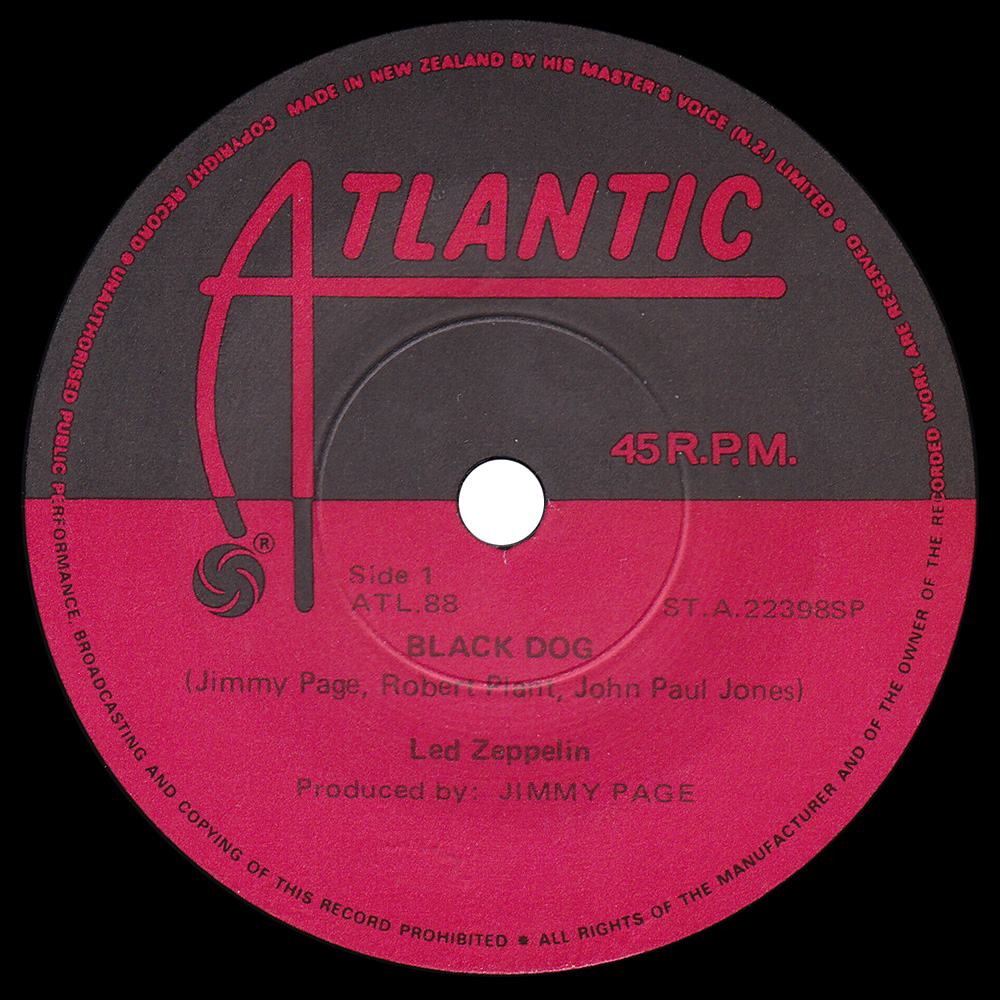 Single <br>New Zealand (ATL.88) <br>Black Dog / Misty Mountain Hop (#4)