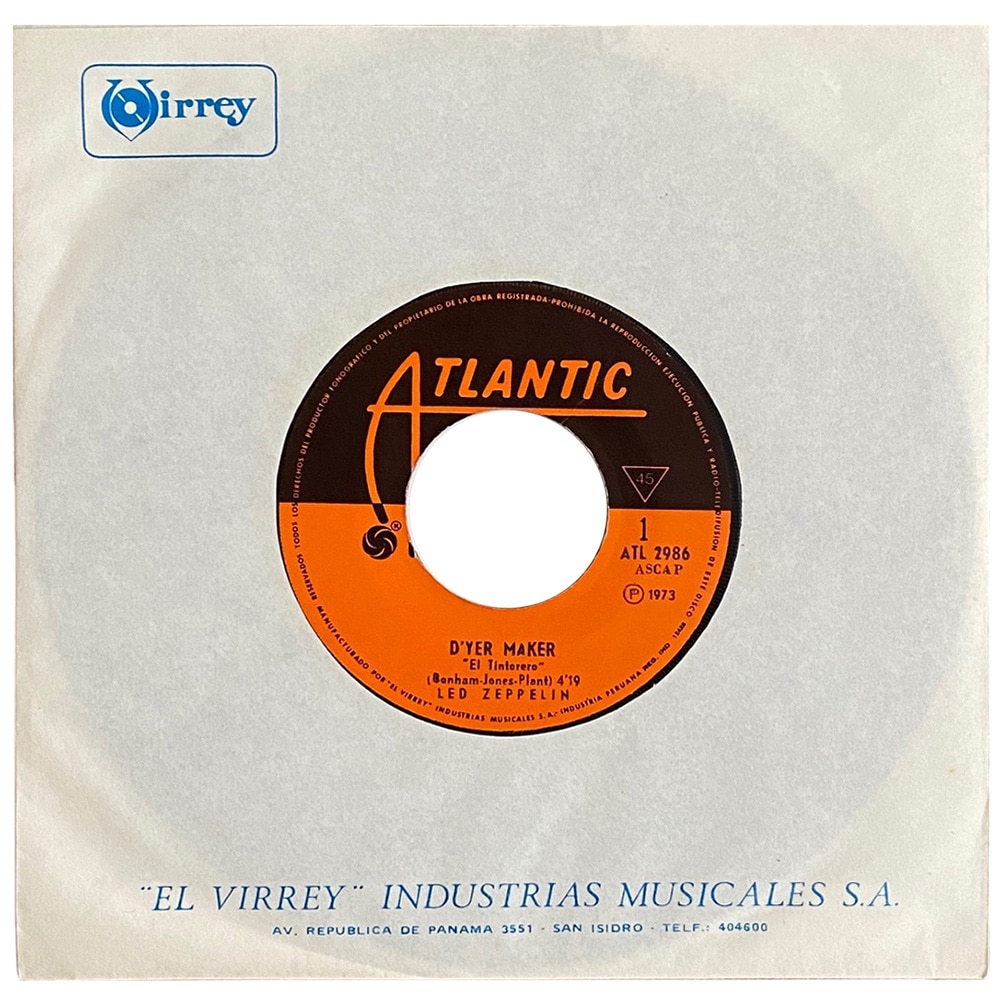 Single <br>Peru (ATL 2986) <br>D'yer Maker / The Crunge (#1)