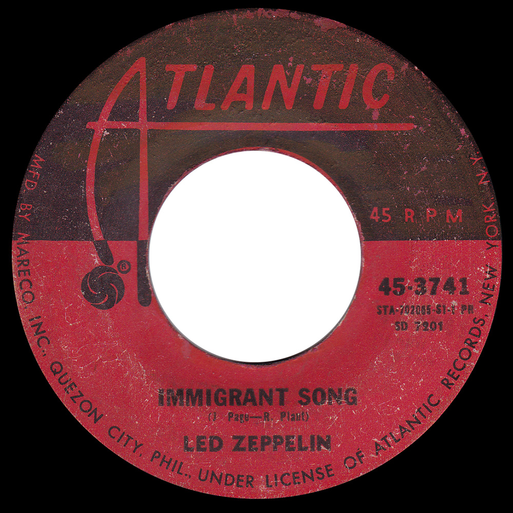 Single <br>Philippines (45-3741) <br>Immigrant Song / Tangerine (#1)