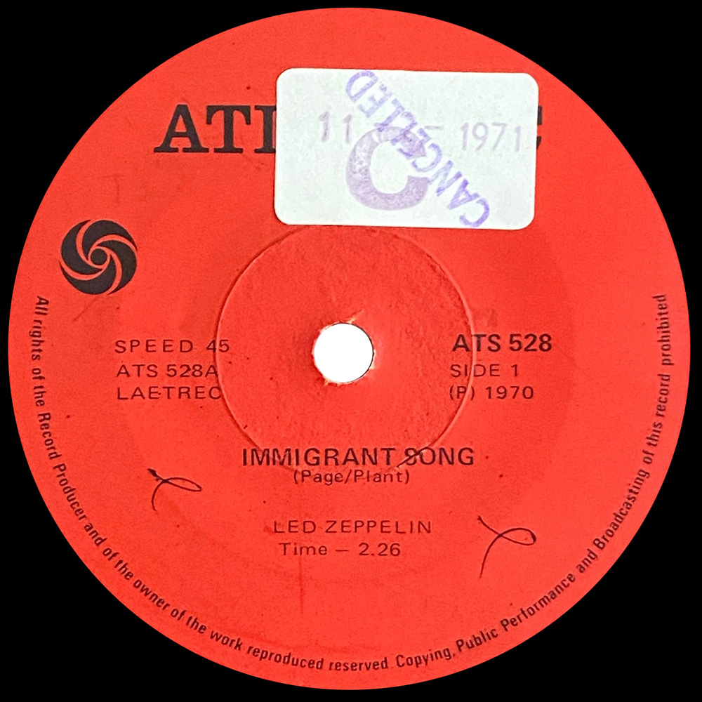 Single <br>South Africa (ATS 528) <br>Immigrant Song / Friends (#2) - Image 2