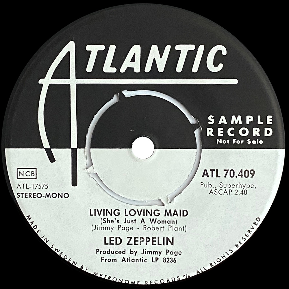 Single <br>Sweden (ATL.70.409) <br>Whole Lotta Love / Living Loving Maid (Promo) - Image 4