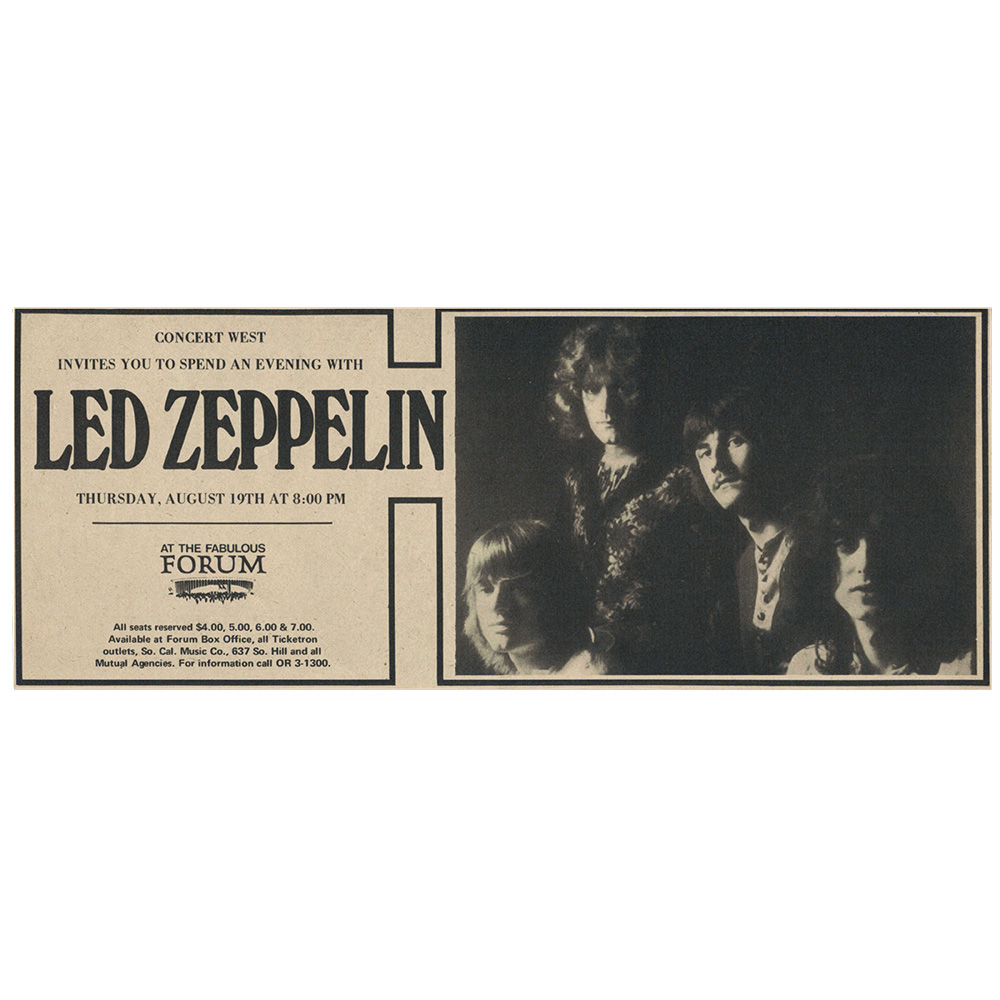 Concert Advertisement <br>1971.08.19 <br>Los Angeles, CA (Ad)