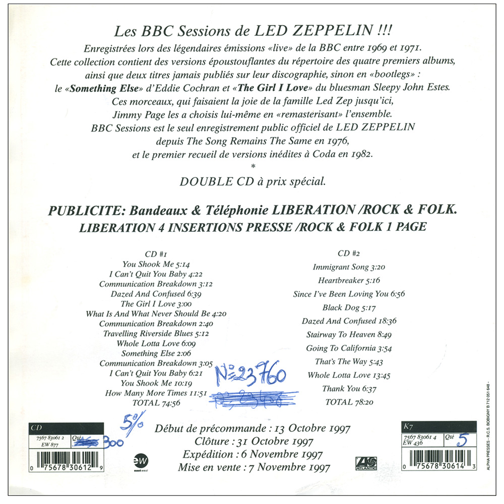 BBC Sessions <br>Flyer, Merchant (France) - Image 2