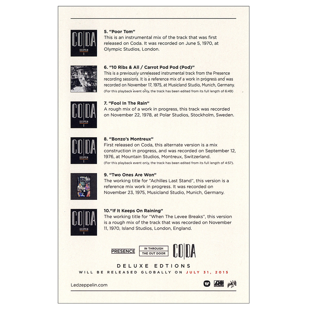 Remastered Series <br> Phase 4 <br>Listening Party #2, Program (Canada) - Image 2