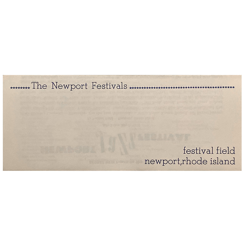 Concert Advertisement <br>1969.07.06 <br>Newport, RI (Mailer)
