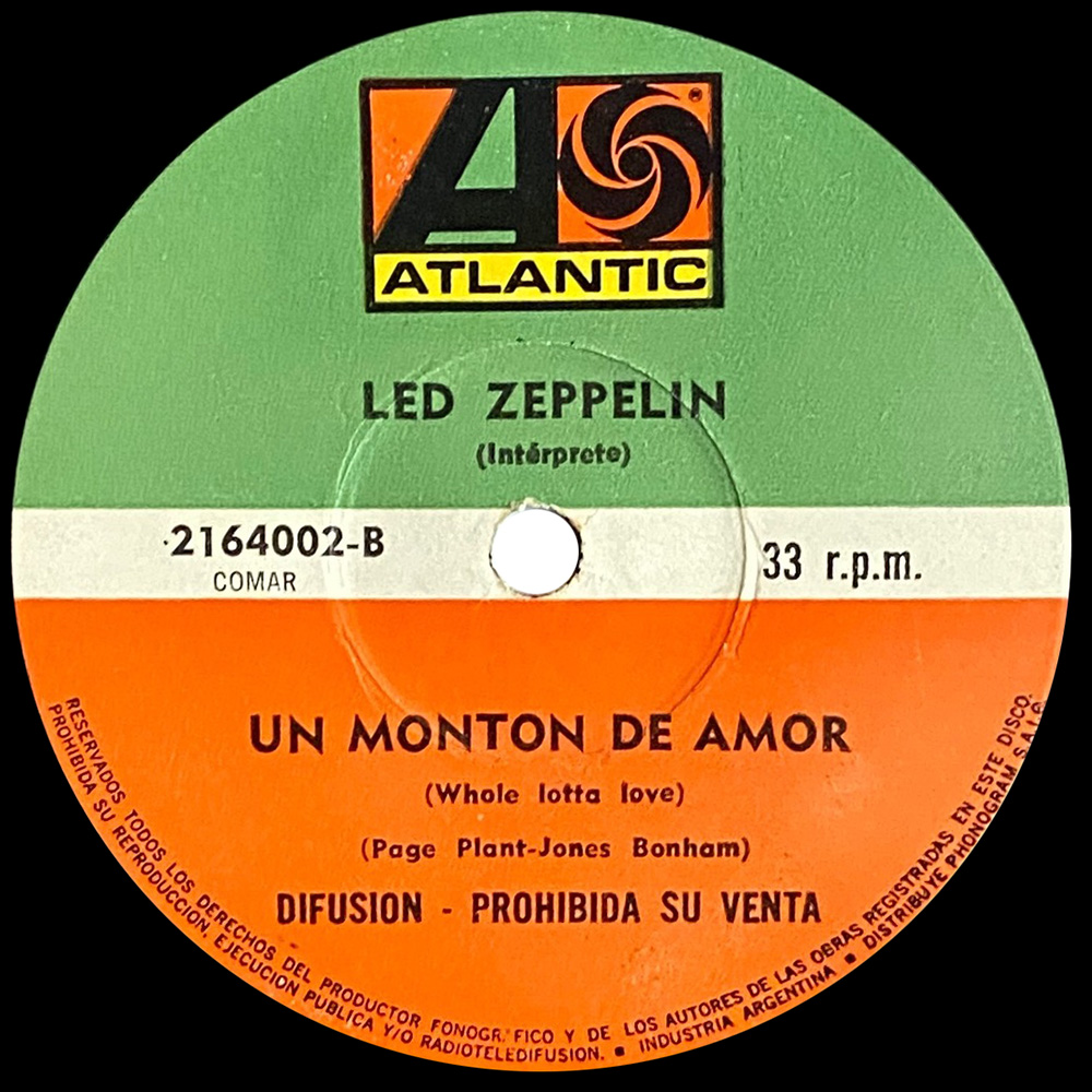 Single <br>Argentina (2164002) <br>Living Loving Maid / Whole Lotta Love (Promo #1) - Image 2