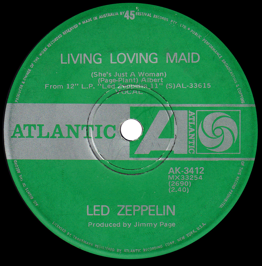 Single <br>Australia (AK-3412) <br>Whole Lotta Love / Living Loving Maid (#3) - Image 2