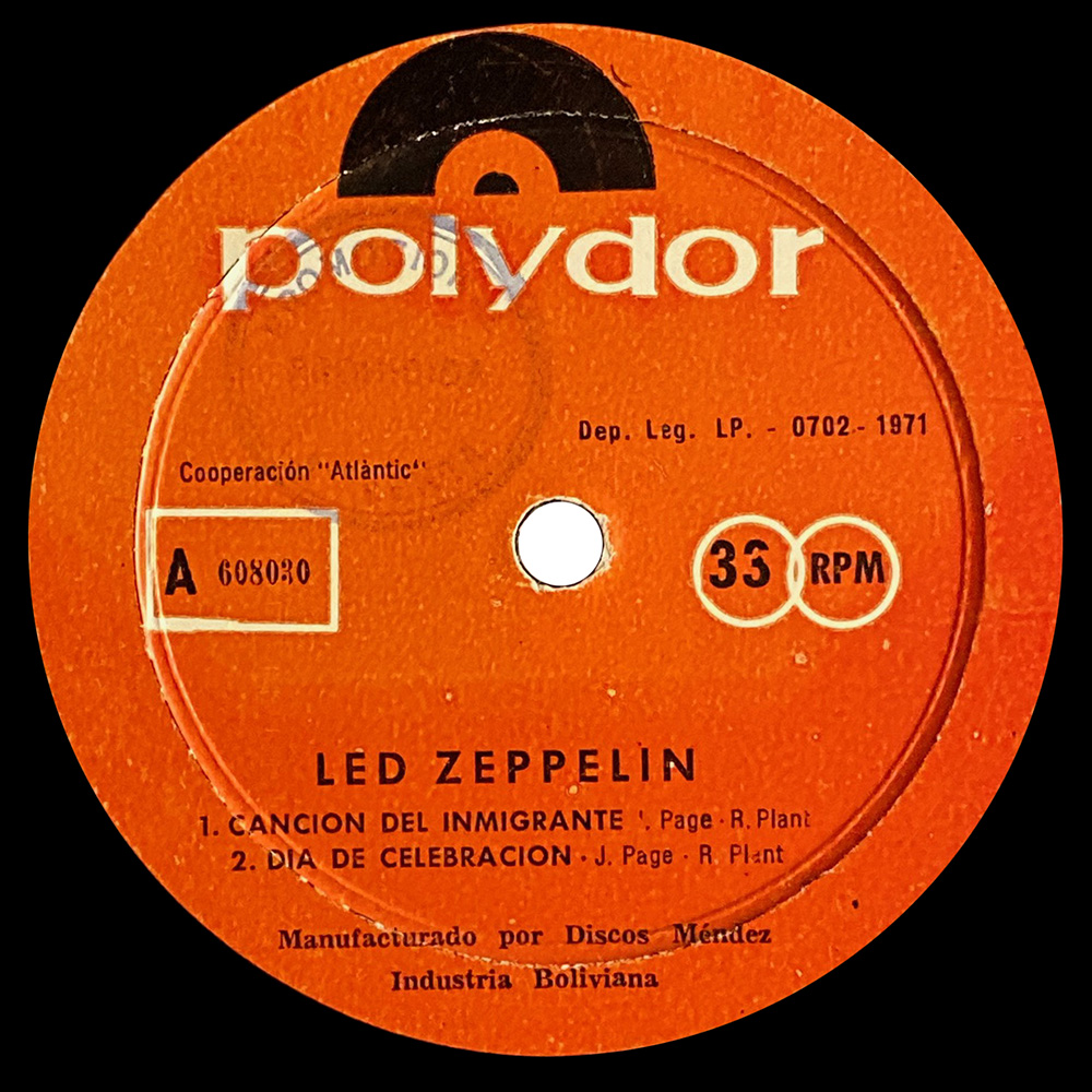 Single <br>Bolivia (608030) <br>Immigrant Song / Celebration Day / Since I've Been Loving You (Promo) - Image 4