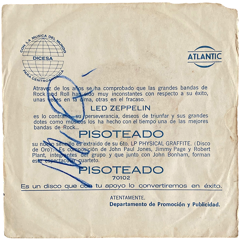 Single <br>El Salvador (70102) <br>Trampled Under Foot / Black Country Woman (Promo)