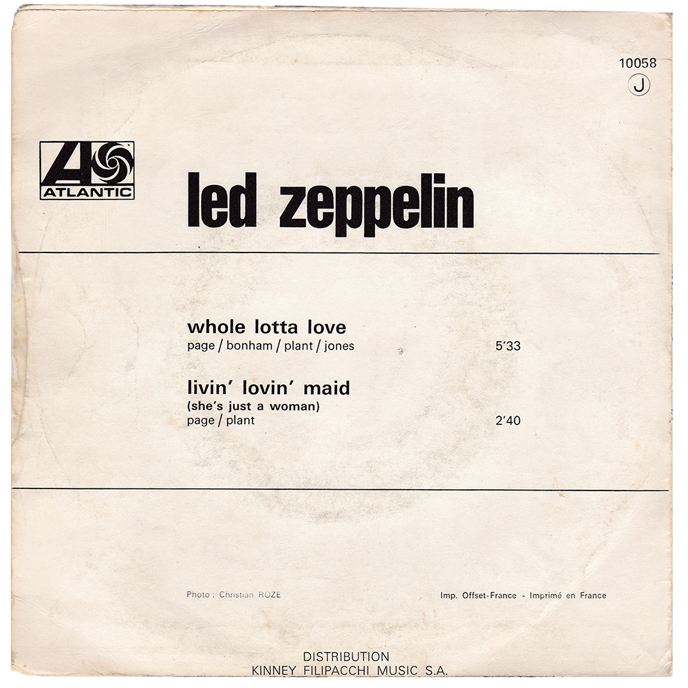 Single <br>France (10 058) <br>Whole Lotta Love / Living Loving Maid (#3) - Image 2
