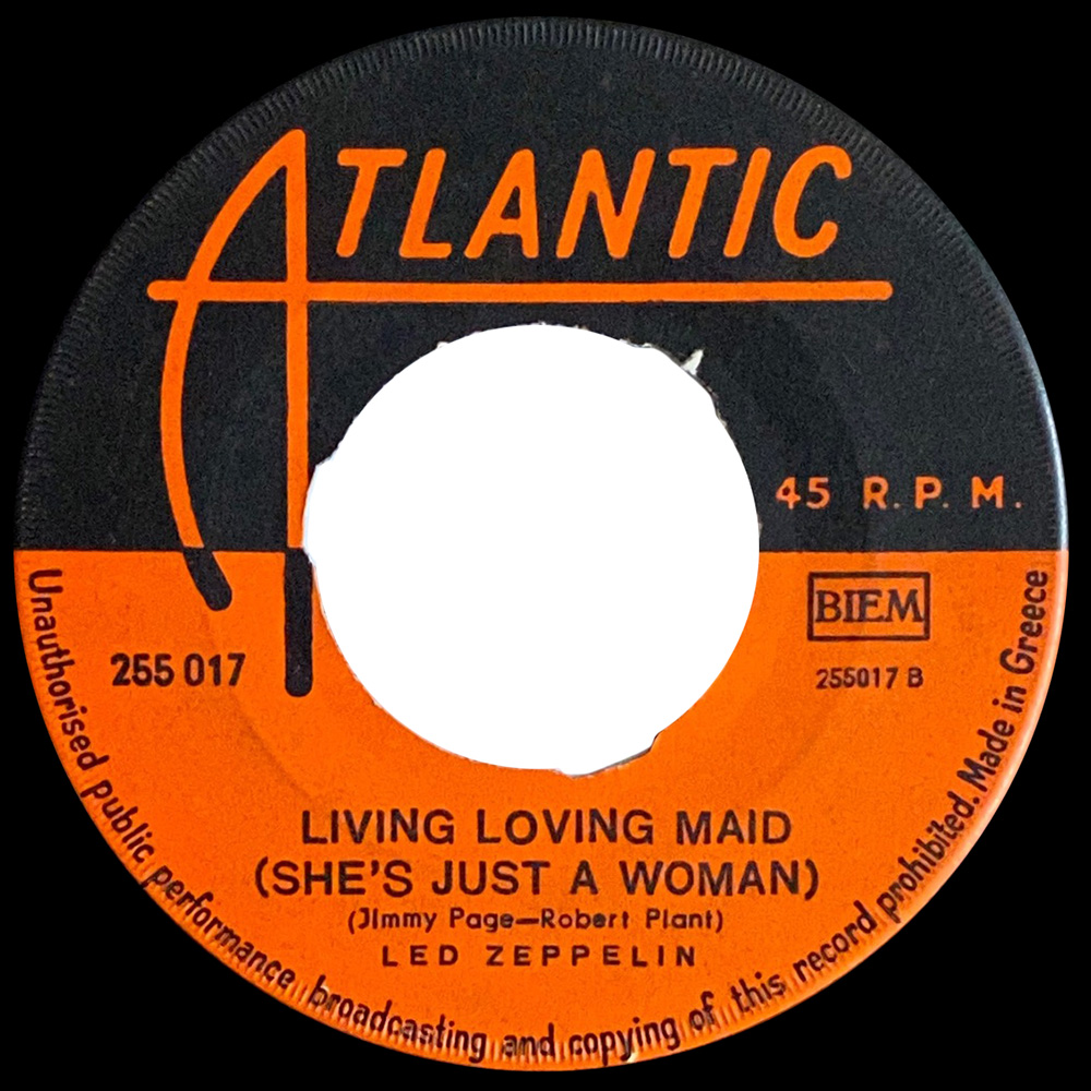 Single <br>Greece (255 017) <br>Whole Lotta Love / Living Loving Maid (#2) - Image 2