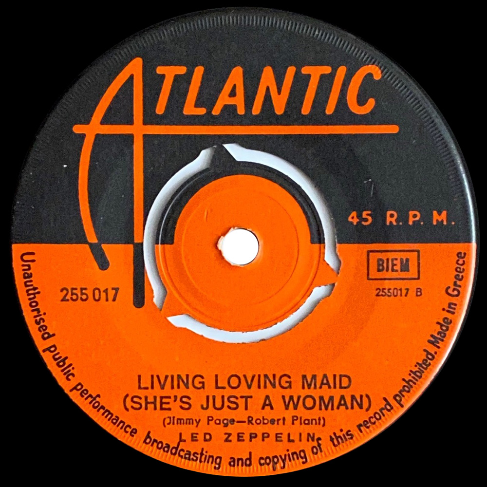 Single <br>Greece (255 017) <br>Whole Lotta Love / Living Loving Maid (#1) - Image 2