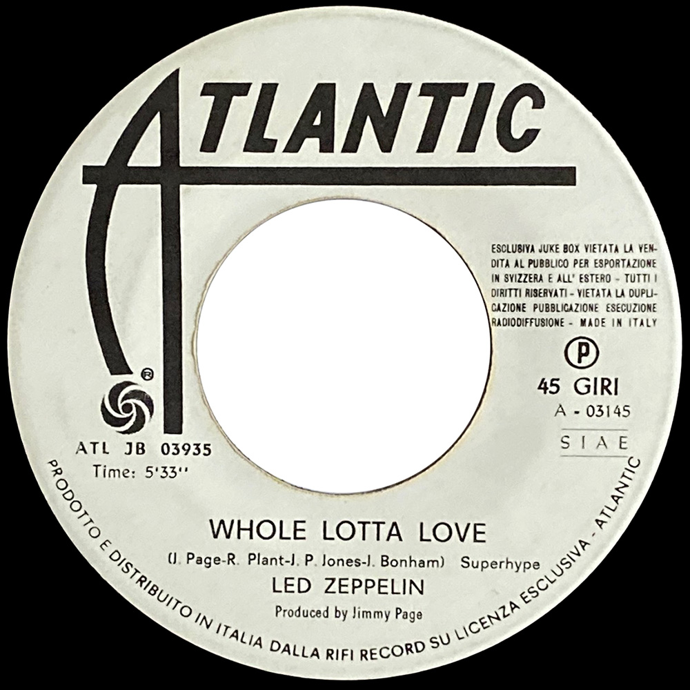 Single <br>Italy (ATL JB 03935) <br>Whole Lotta Love / Free Me (Promo #2) - Image 2