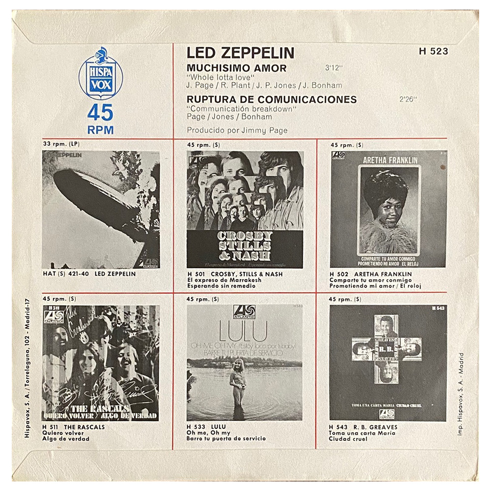 Single <br>Spain (H-523) <br>Whole Lotta Love / Communication Breakdown (#2) - Image 2