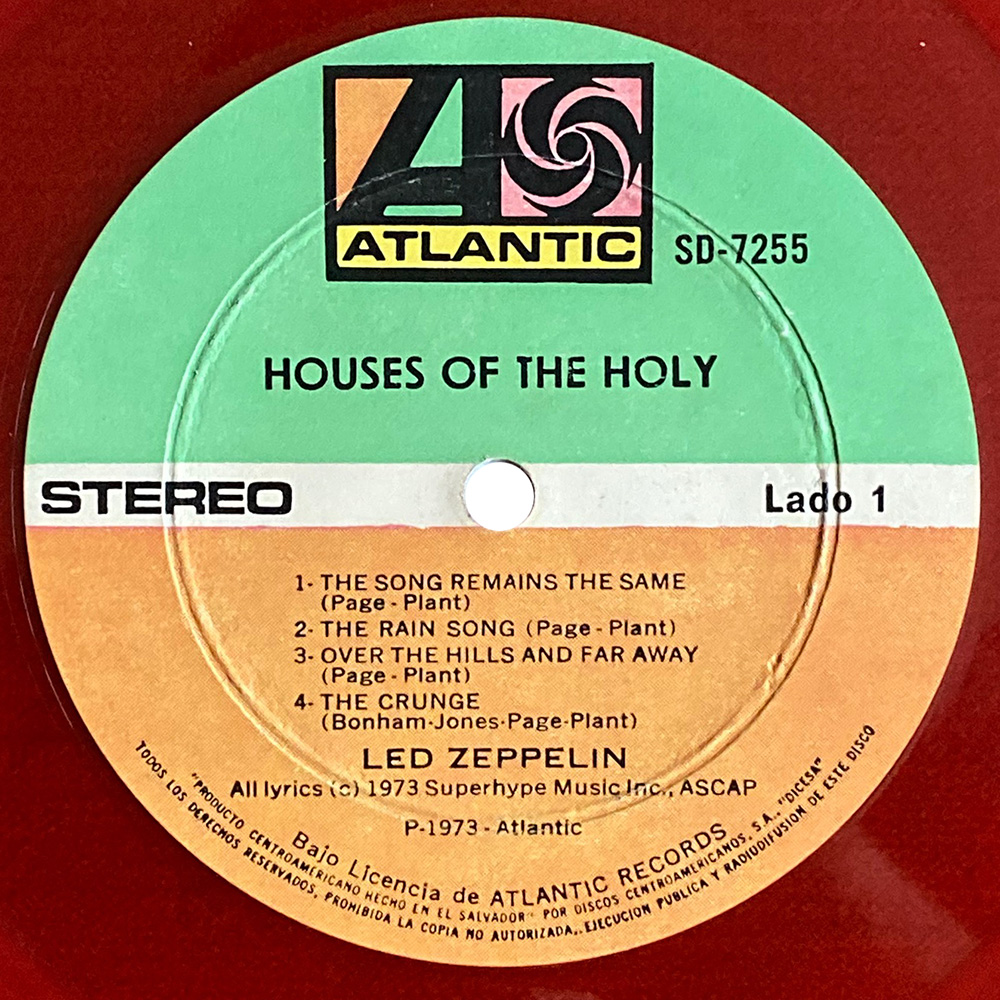 LP <br>Houses of the Holy <br>El Salvador, Colored Vinyl (SD-7255) - Image 4