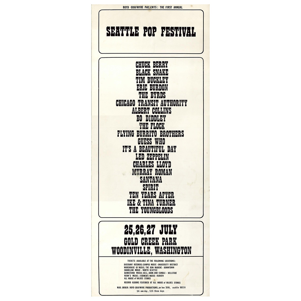 Concert Advertisement <br>1969.07.27 <br>Seattle, WA (Poster)