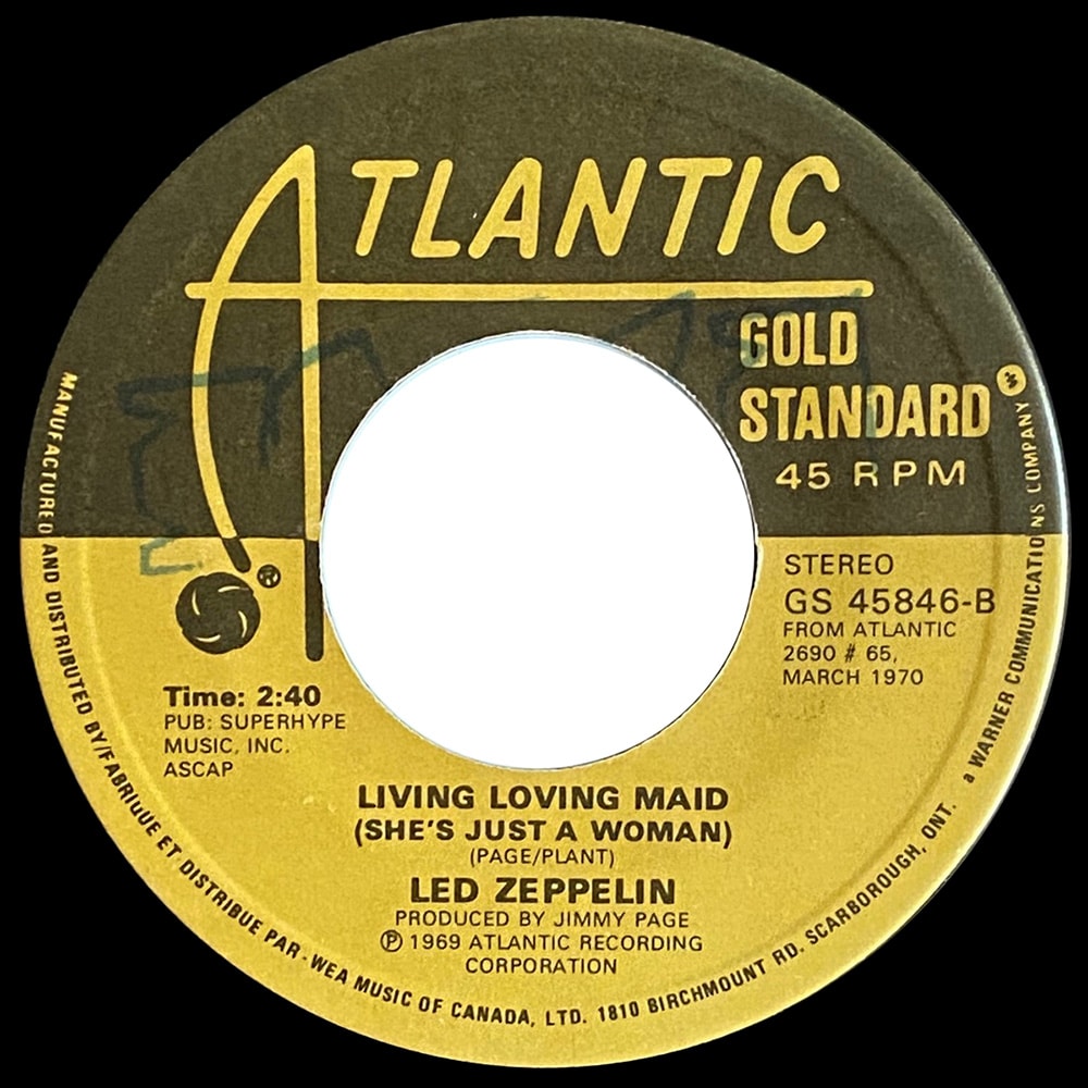 Single <br>Canada (GS 45846) <br>Whole Lotta Love / Living Loving Maid (#1) - Image 3