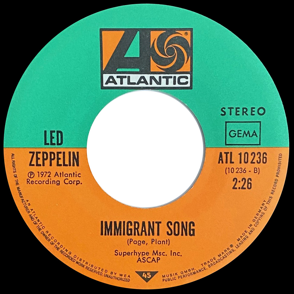 Single <br>Germany (ATL 10236) <br>Whole Lotta Love / Immigrant Song (#2) - Image 4