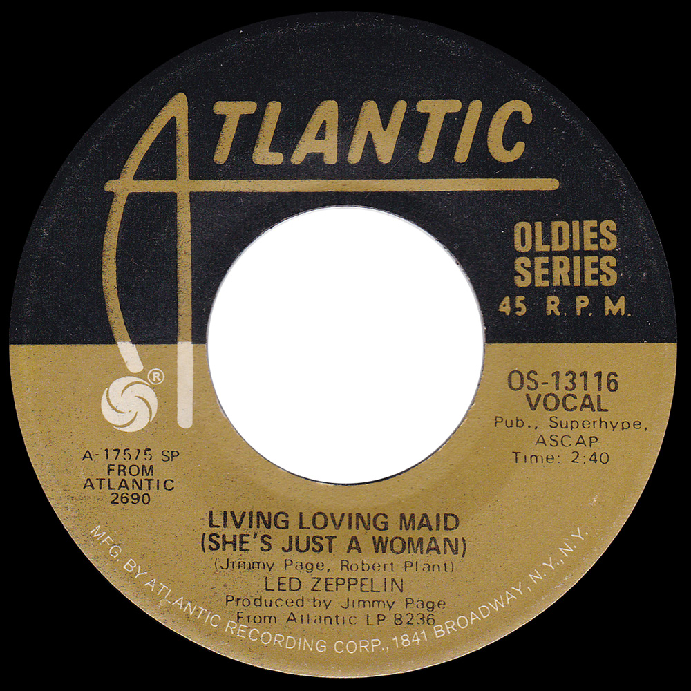 Single <br>USA (OS-13116) <br>Whole Lotta Love / Living Loving Maid (#1) - Image 2
