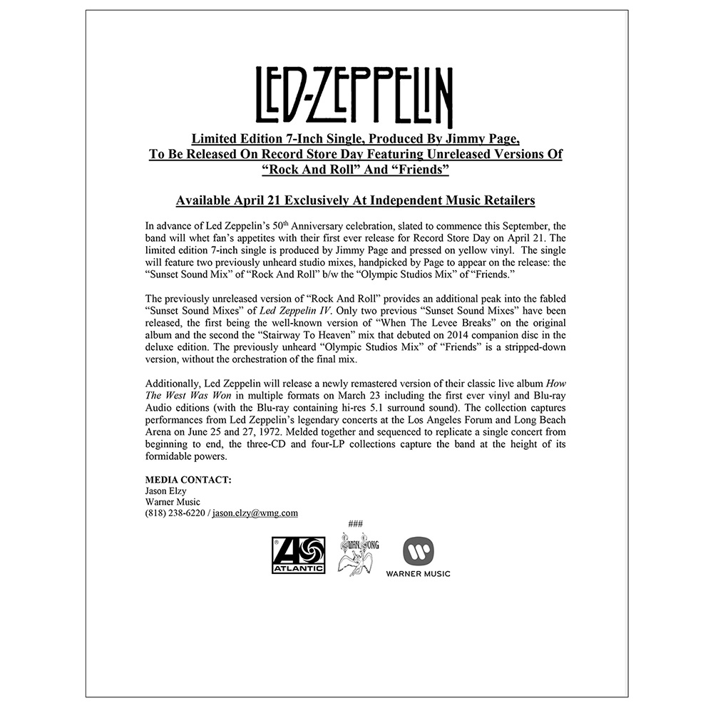 50th Anniversary <br>Record Store Day, Press Release (2018)