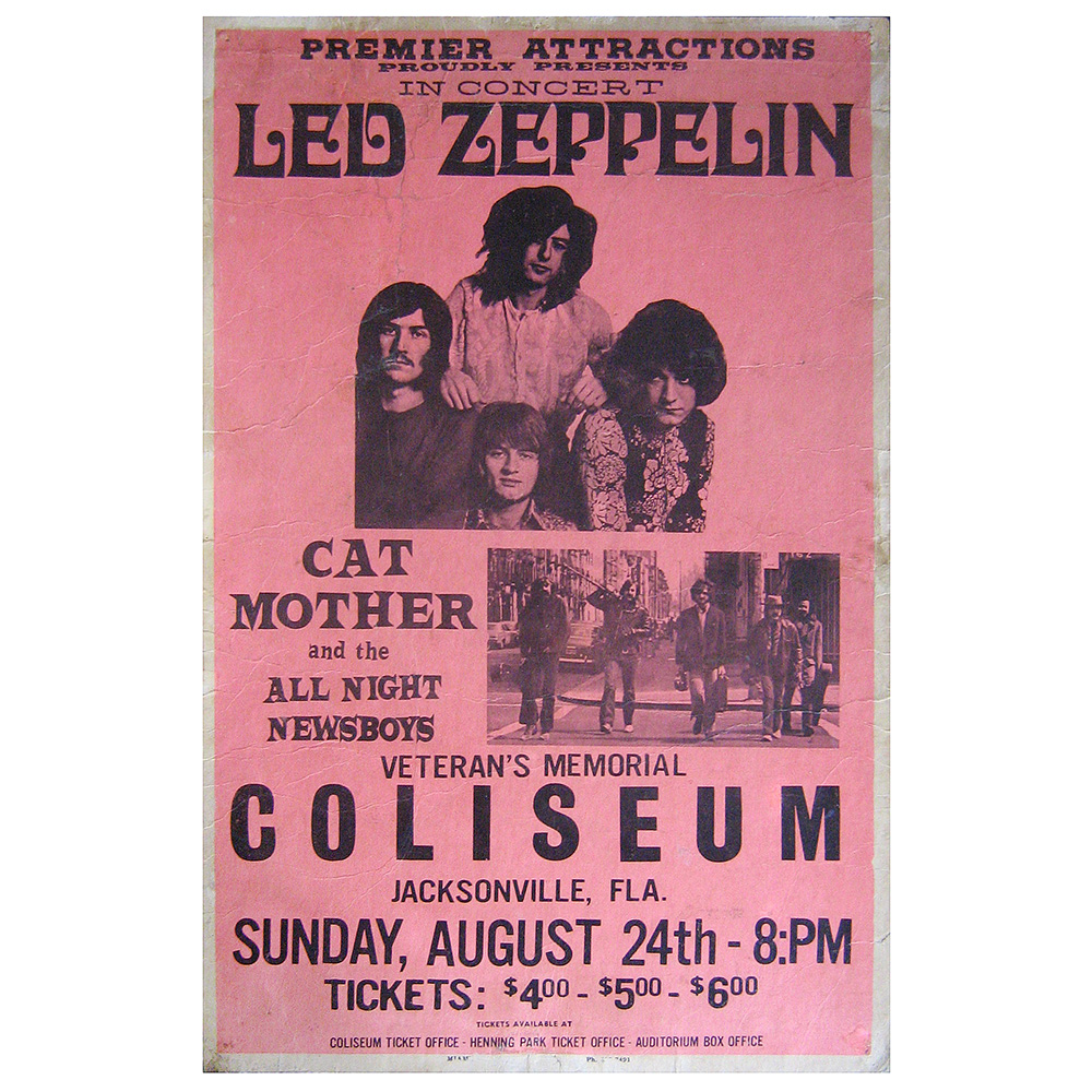 Concert Advertisement <br>1969.08.24 <br>Jacksonville, FL (Poster)