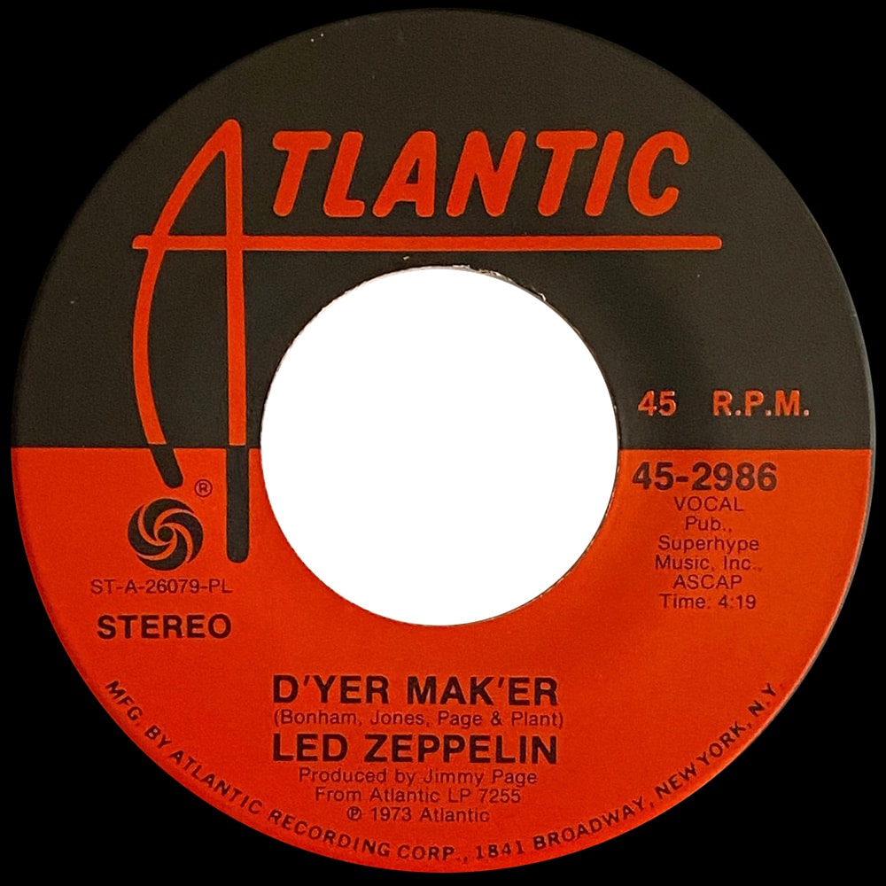 Single <br>USA (45-2986) <br>D'yer Mak'er / The Crunge (#07) - Image 2