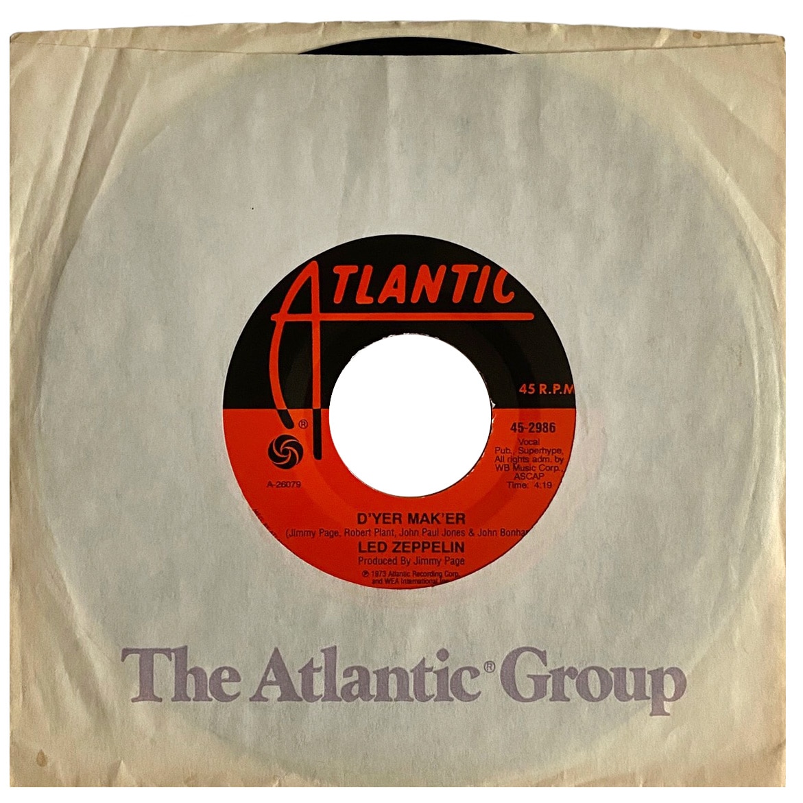 Single <br>USA (45-2986) <br>D'yer Mak'er / The Crunge (#11)