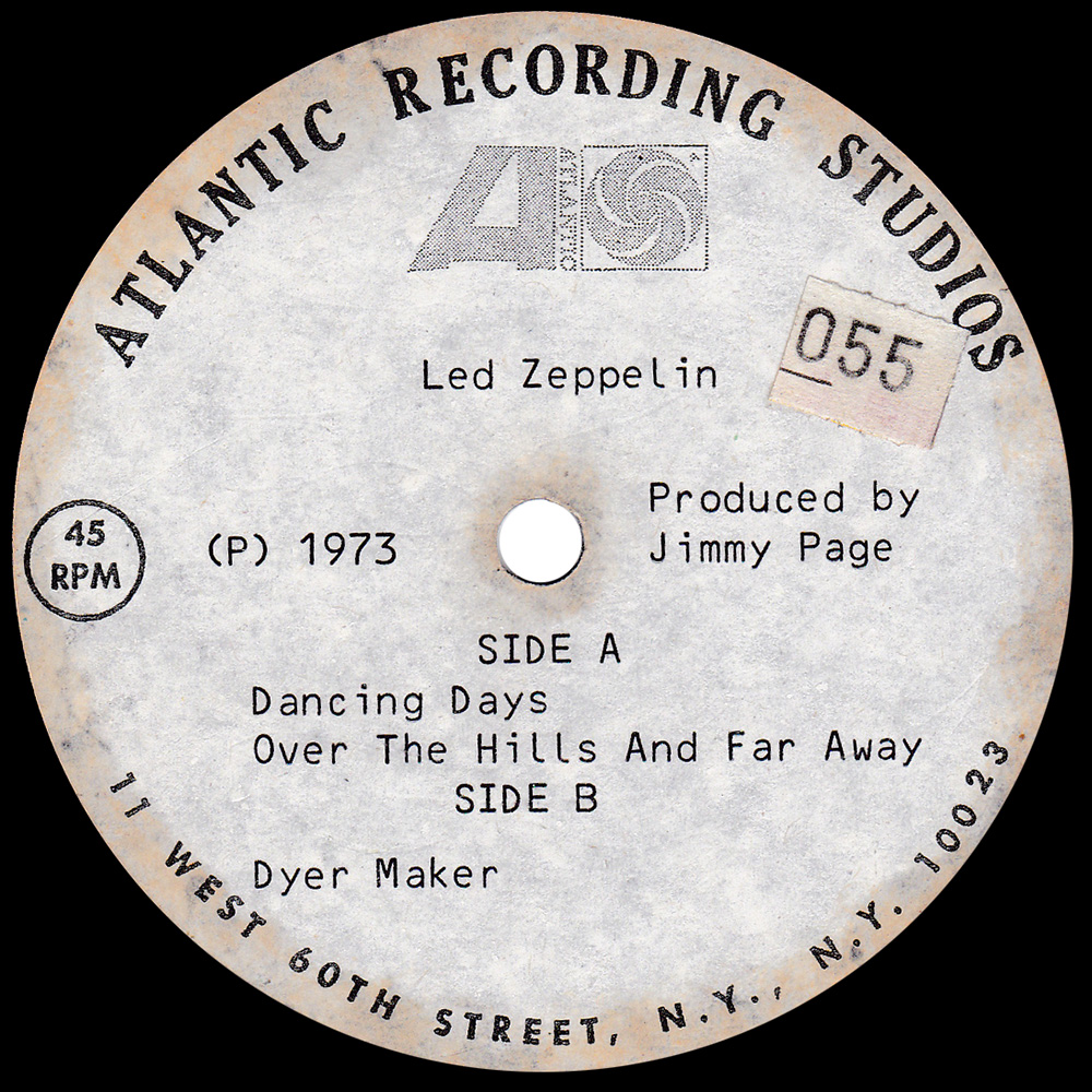 Single <br>USA (N/A) <br>Dancing Days / Over The Hills and Far Away / D'yer Mak'er (Acetate)