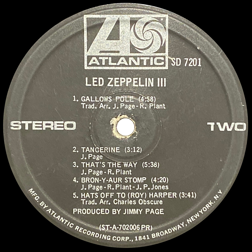 LP <br>Led Zeppelin III <br>Lebanon (SD 7201) - Image 3