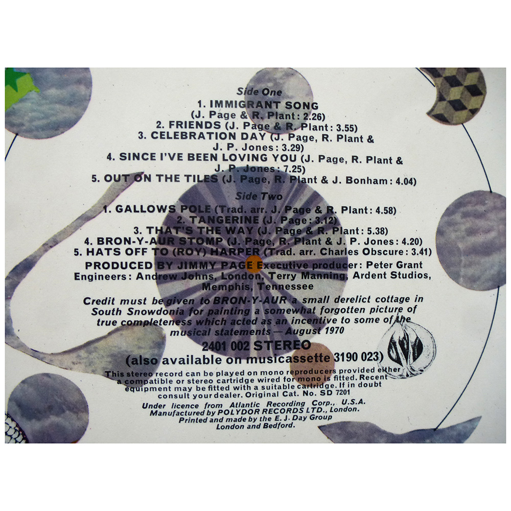 LP <br>Led Zeppelin III <br>Lebanon, Colored Vinyl (SD 7201) - Image 4