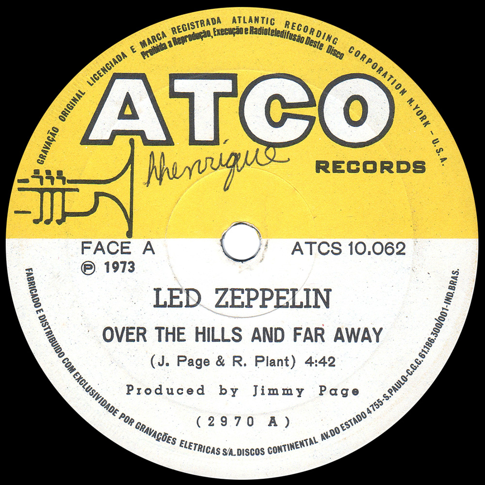 Single <br>Brazil (ATCS 10.062) <br>Over The Hills and Far Away / Dancing Days (Promo)