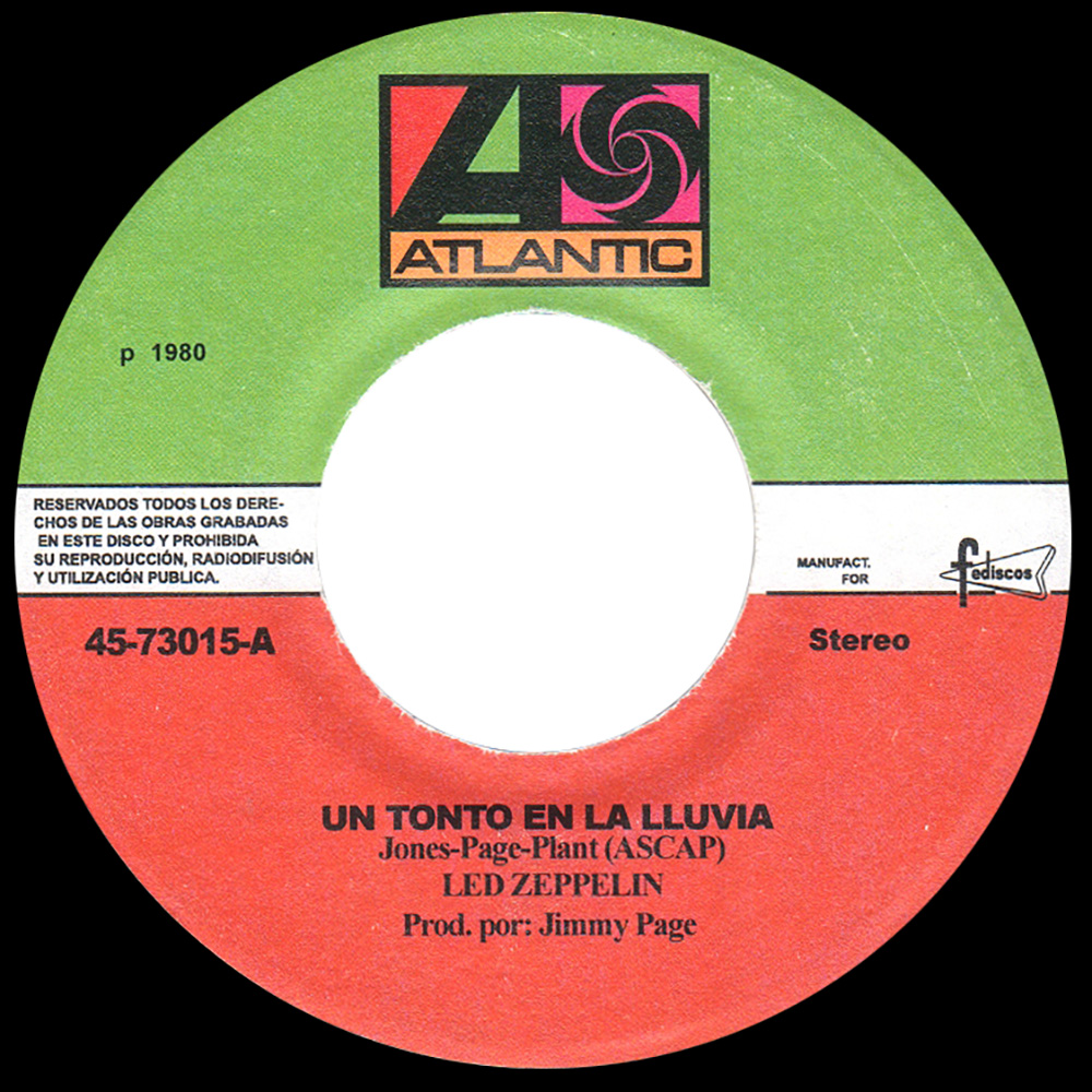 Single <br>Ecuador (45-73015) <br>Fool In The Rain / Hot Dog (#1)