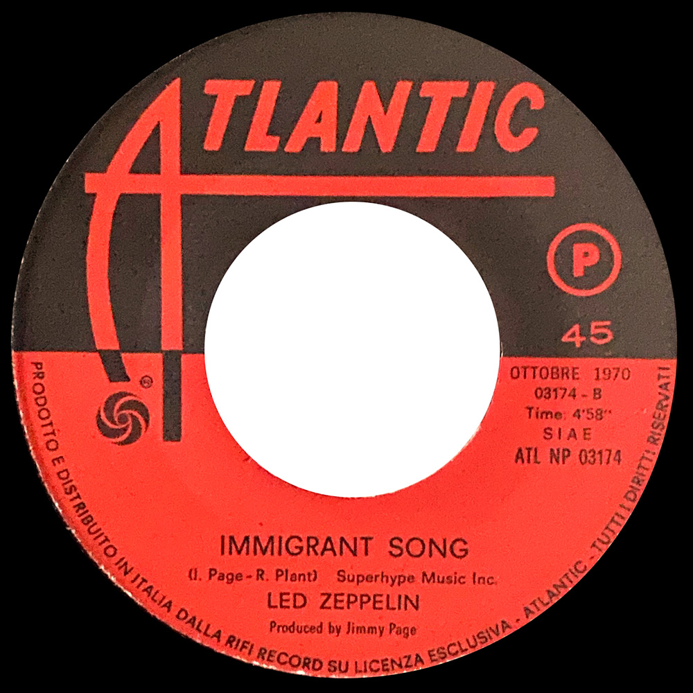 Single <br>Italy (ATL NP 03174) <br>Bron-Y-Aur Stomp / Immigrant Song (Promo #2) - Image 5